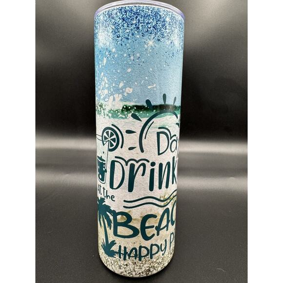 20oz skinny tumbler CUSTOM MADE stainless steel with‎ Lid/Straw DAY DRINKING - Picture 3 of 7